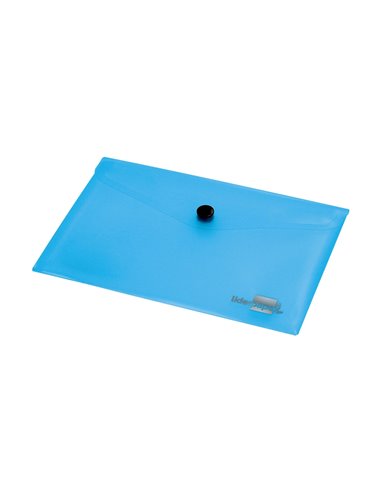 POCHETTE ENVELOPPE LIDERPAPEL POLYPROPYLÈNE 180 MICRONS A7 105X74MM 50F FERMETURE BOUTON RÉSISTANT TRANSPARENT BLEU