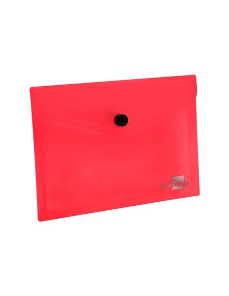 POCHETTE ENVELOPPE LIDERPAPEL POLYPROPYLÈNE 180 MICRONS A6 148X105MM 50F FERMETURE BOUTON TRANSPARENT ROUGE