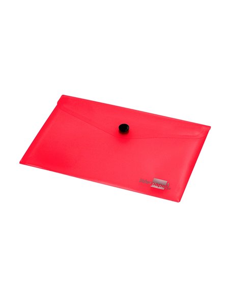 POCHETTE ENVELOPPE LIDERPAPEL POLYPROPYLÈNE 180 MICRONS A6 148X105MM 50F FERMETURE BOUTON TRANSPARENT ROUGE