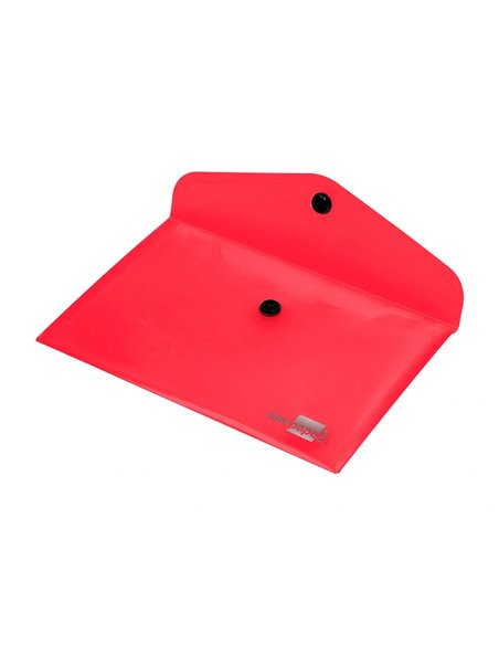 POCHETTE ENVELOPPE LIDERPAPEL POLYPROPYLÈNE 180 MICRONS A6 148X105MM 50F FERMETURE BOUTON TRANSPARENT ROUGE