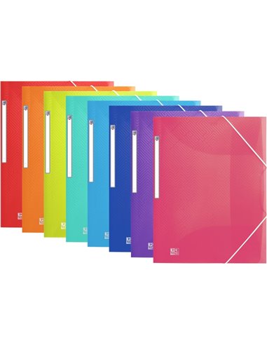 Chemise Oxford Urban A4+ à 3 rabats - Plastique translucide - Dos 15 mm - Extensible jusqu'à 25 mm - Couleurs assorties