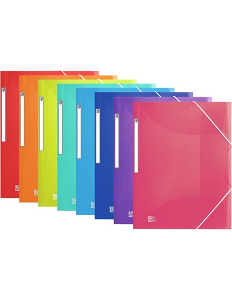 Chemise Oxford Urban A4+ à 3 rabats - Plastique translucide - Dos 15 mm - Extensible jusqu'à 25 mm - Couleurs assorties