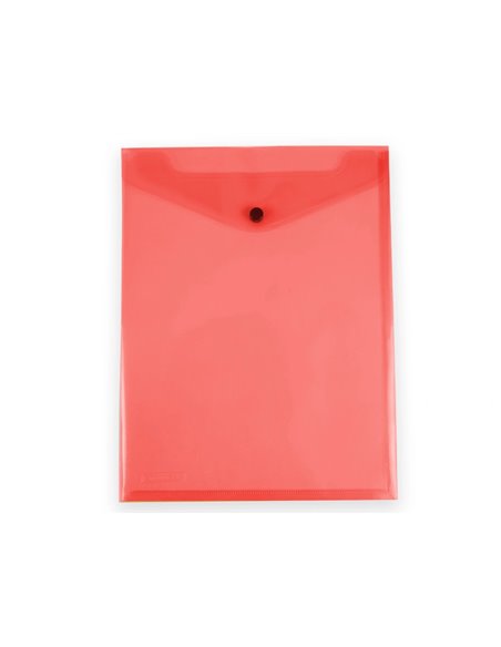 POCHETTE ENVELOPPE LIDERPAPEL POLYPROPYLENE 180 MICRONS A4  297X210MM AVEC SOUFFLET FERMETURE BOUTON ROUGE