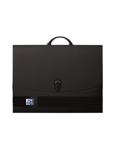 Classeur à dessin Oxford A3 avec serrure et poignée, noir - Format A3 - Fermeture sécurisée - Poignée robuste - Design élégant