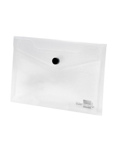 POCHETTE ENVELOPPE LIDERPAPEL POLYPROPYLÈNE 180 MICRONS A6 148X105MM 50F FERMETURE BOUTON TRANSPARENT