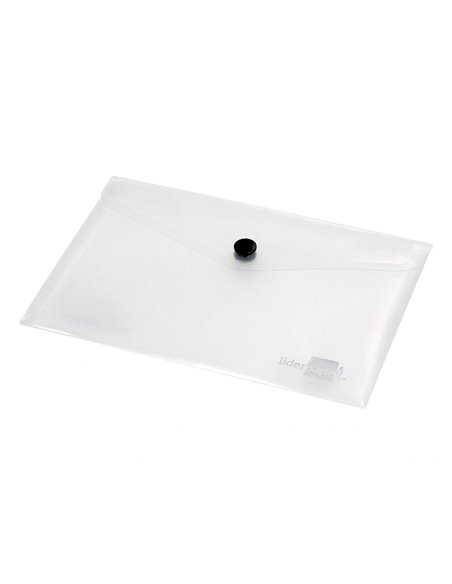 POCHETTE ENVELOPPE LIDERPAPEL POLYPROPYLÈNE 180 MICRONS A6 148X105MM 50F FERMETURE BOUTON TRANSPARENT