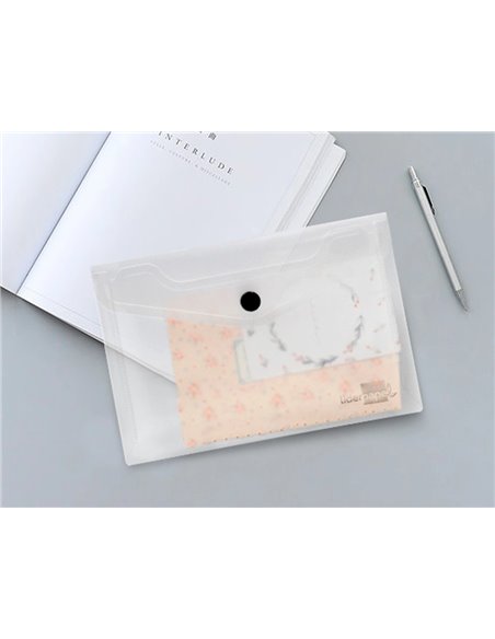 POCHETTE ENVELOPPE LIDERPAPEL POLYPROPYLÈNE 180 MICRONS A6 148X105MM 50F FERMETURE BOUTON TRANSPARENT