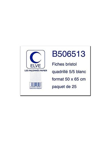 Feuille bristol elve 50x65cm 190g uni blanc