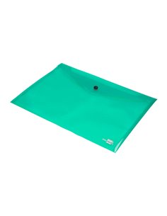 POCHETTE ENVELOPPE LIDERPAPEL POLYPROPYLÈNE 180 MICRONS A4 297X210MM 50F FERMETURE BOUTON RÉSISTANT TRANSPARENT VERT 2