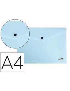 POCHETTE ENVELOPPE LIDERPAPEL POLYPROPYLENE 180 MICRONS A4  97X210MM 50F FERMETURE BOUTON BLEU CIEL OPAQUE