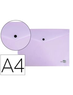POCHETTE ENVELOPPE LIDERPAPEL POLYPROPYLENE 180 MICRONS A4  97X210MM 50F FERMETURE BOUTON LAVANDE OPAQUE