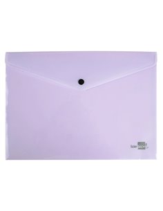 POCHETTE ENVELOPPE LIDERPAPEL POLYPROPYLENE 180 MICRONS A4  97X210MM 50F FERMETURE BOUTON LAVANDE OPAQUE 2