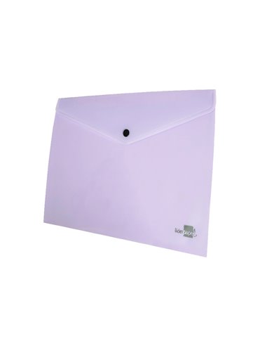 POCHETTE ENVELOPPE LIDERPAPEL POLYPROPYLENE 180 MICRONS A4  97X210MM 50F FERMETURE BOUTON LAVANDE OPAQUE