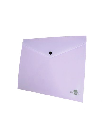 POCHETTE ENVELOPPE LIDERPAPEL POLYPROPYLENE 180 MICRONS A4  97X210MM 50F FERMETURE BOUTON LAVANDE OPAQUE