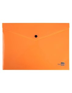 POCHETTE ENVELOPPE LIDERPAPEL POLYPROPYLENE 180 MICRONS A4  97X210MM 50F FERMETURE BOUTON ORANGE FLUO OPAQUE 2