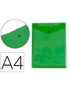 POCHETTE ENVELOPPE LIDERPAPEL POLYPROPYLENE 180 MICRONS A4  297X210MM AVEC SOUFFLET FERMETURE BOUTON VERT