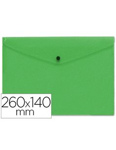 POCHETTE ENVELOPPE LIDERPAPEL POLYPROPYLÈNE 180 MICRONS 260X140MM 50F FERMETURE BOUTON RÉSISTANT TRANSPARENT VERT