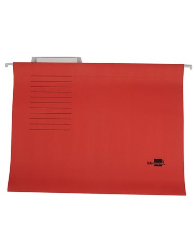 DOSSIER SUSPENDU LIDERPAPEL PAPIER CARTONNÉ KRAFT 250G A4 TIROIR VISEUR SUPÉRIEUR FOND V BAGUETTE MÉTALLIQUE ROUGE