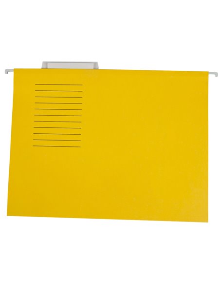 DOSSIER SUSPENDU LIDERPAPEL PAPIER CARTONNÉ KRAFT 250G A4 TIROIR VISEUR SUPÉRIEUR FOND V BAGUETTE MÉTALLIQUE JAUNE