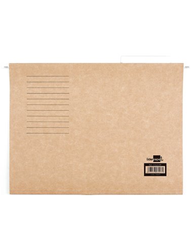 DOSSIER SUSPENDU LIDERPAPEL PAPIER CARTONNÉ KRAFT 230G A4 TIROIR VISEUR SUPÉRIEUR 90MM FOND V BAGUETTE MÉTALLIQUE