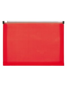 POCHETTE ENVELOPPE LIDERPAPEL POLYPROPYLENE 180 MICRONS A6  105X148MM FERMETURE ECLAIR  ROUGE TRANSLUCIDE 2