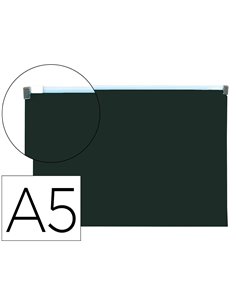 POCHETTE ENVELOPPE LIDERPAPEL POLYPROPYLENE 180 MICRONS A5  210X148MM FERMETURE ECLAIR  NOIR OPAQUE