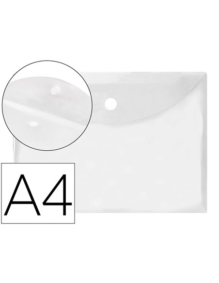 POCHETTE ENVELOPPE LIDERPAPEL POLYPROPYLÈNE 180 MICRONS A4 297X210MM FERMETURE VELCRO COLORIS TRANSPARENT