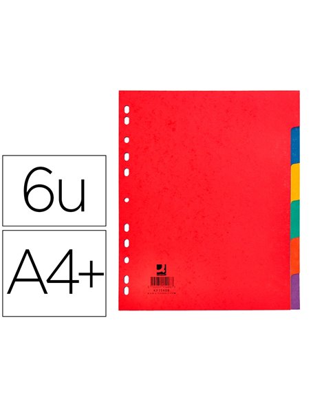 INTERCALAIRE Q-CONNECT CARTE LUSTRÉE 225G 6 POSITIONS A4+ 212X310MM