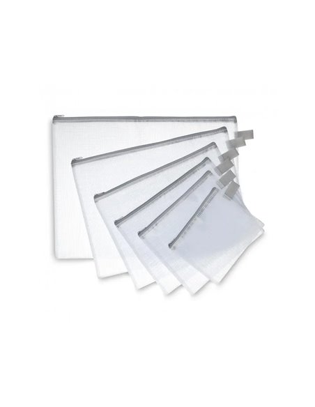 POCHETTE WONDAY ZIPPEE PVC RENFORCEE 13X17CM USAGE BUREAU COLORIS SEMI-TRANSPARENT