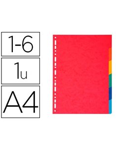 INTERCALAIRE EXACOMPTA CARTE MARBRÉE RECYCLÉE 220G 6 POSITIONS A4 COLORIS VIFS