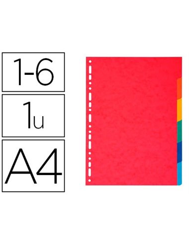 INTERCALAIRE EXACOMPTA CARTE MARBRÉE RECYCLÉE 220G 6 POSITIONS A4 COLORIS VIFS