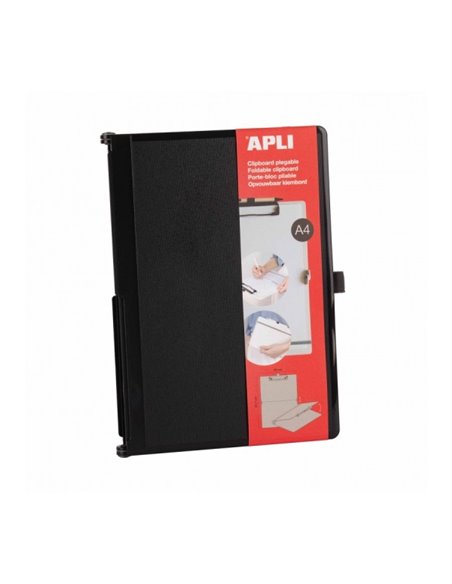 Presse-papiers pliable Apli - Compact et facile à transporter - Porte-feuilles avec bande élastique - Rallonge pour stylo - Maté