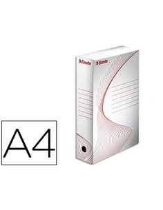 BOÎTE ARCHIVES ESSELTE STANDARD CARTON ONDULÉ RECYCLABLE A4 245X345MM DOS 80MM ASSEMBLAGE MANUEL FACIL COLORIS BLANC