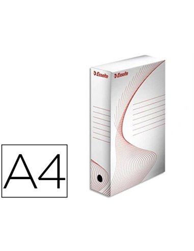 BOÎTE ARCHIVES ESSELTE STANDARD CARTON ONDULÉ RECYCLABLE A4 245X345MM DOS 80MM ASSEMBLAGE MANUEL FACIL COLORIS BLANC