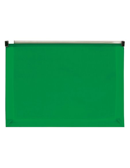 POCHETTE ENVELOPPE LIDERPAPEL POLYPROPYLNE 180 MICRONS A4  210X297MM FERMETURE CLAIR  VERT TRANSLUCIDE