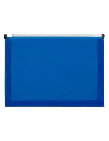 POCHETTE ENVELOPPE LIDERPAPEL POLYPROPYLENE 180 MICRONS A4  210X297MM FERMETURE ECLAIR  BLEU TRANSLUCIDE