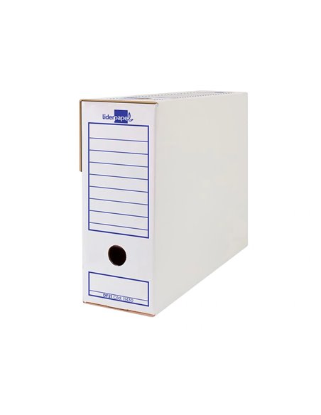 BOITE A ARCHIVES LIDERPAPEL CARTON RECYCLE 325G/M2 DOS  100MM 365X100X251MM COLORIS BLANC
