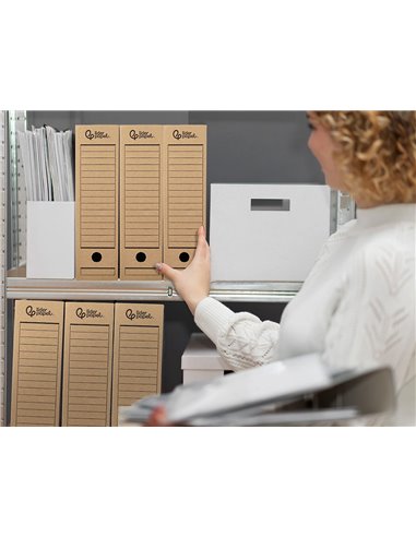 BOITE A ARCHIVES LIDERPAPEL CARTON RECYCLE DIN A4 325G/M2 DOS 82MM KRAFT 325X82X250MM