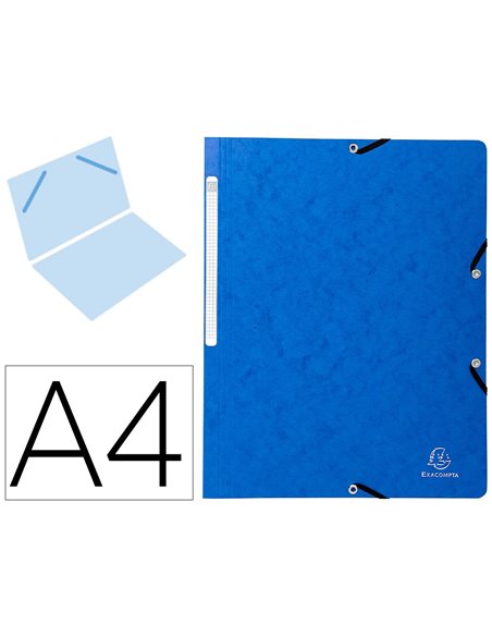CHEMISE EXACOMPTA SANS RABAT CARTE LUSTRÉE 4,5/10E A4 24X32CM ÉTIQUETTE DOS ÉLASTIQUE COLORIS BLEU