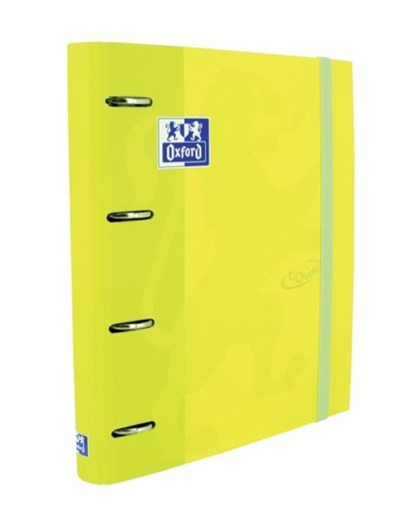 Classeur européen Oxford Touch A4+ - Couverture extra-rigide - Dos 45 mm - Anneaux 4D x 35 mm - Recharges 5x5 incluses - Citron 