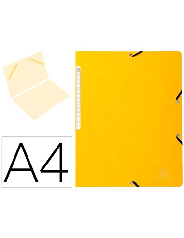 CHEMISE EXACOMPTA SANS RABAT CARTE LUSTRÉE 4,5/10E A4 24X32CM ÉTIQUETTE DOS ÉLASTIQUE COLORIS JAUNE
