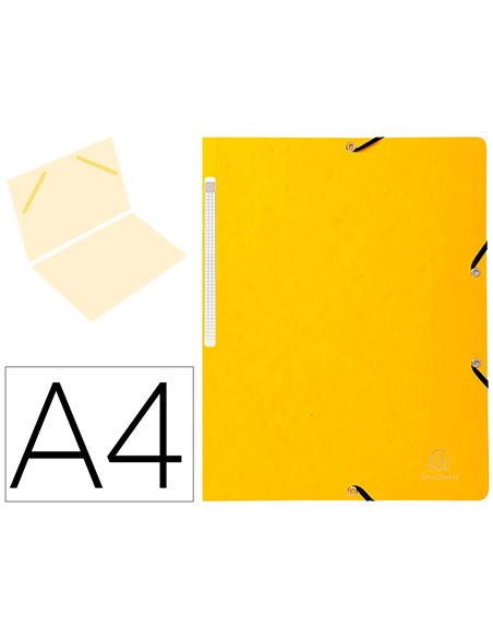 CHEMISE EXACOMPTA SANS RABAT CARTE LUSTRÉE 4,5/10E A4 24X32CM ÉTIQUETTE DOS ÉLASTIQUE COLORIS JAUNE