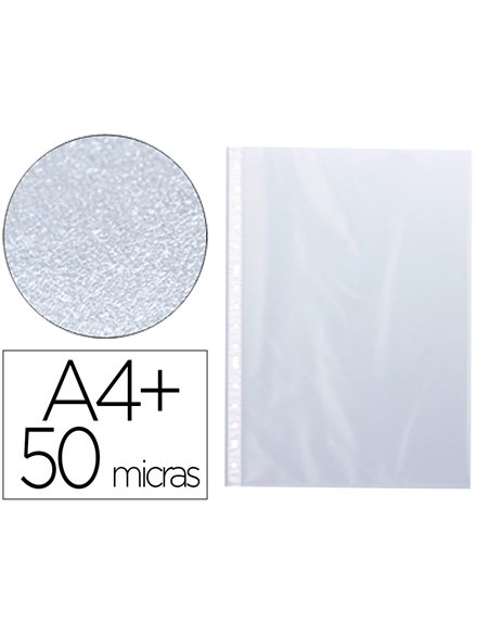 POCHETTE Q-CONNECT POLYPROPYLENE GRAINE PERFOREE FOLIO 50 MC SACHET 10 UNITES