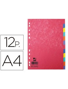 INTERCALAIRE Q-CONNECT CARTE LUSTRÉE 225G 12 POSITIONS A4 210X297MM