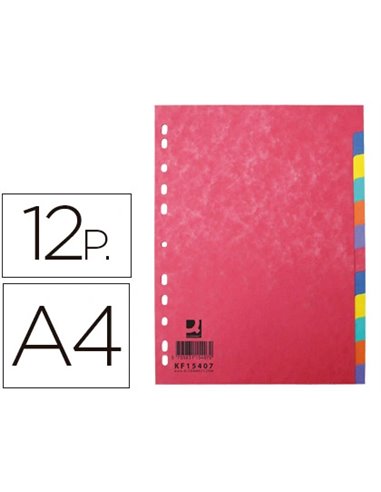 INTERCALAIRE Q-CONNECT CARTE LUSTRÉE 225G 12 POSITIONS A4 210X297MM