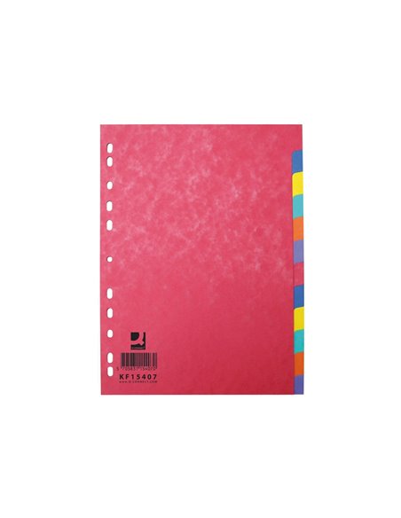 INTERCALAIRE Q-CONNECT CARTE LUSTRÉE 225G 12 POSITIONS A4 210X297MM