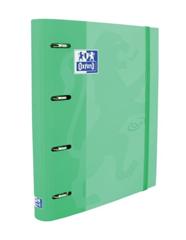 Classeur Oxford Touch A4+ européen - Couverture extra rigide - Dos 45 mm - Anneaux 4D x 35 mm - Recharges 5x5 - Menthe