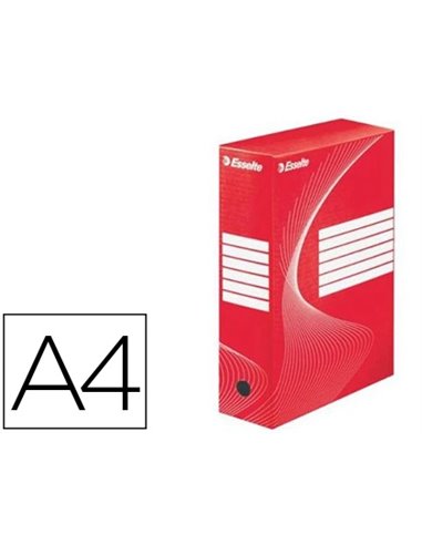 BOÎTE ARCHIVES ESSELTE VIVIDA CARTON ONDULÉ RECYCLABLE A4 2 50X80X352MM PAROIS DOUBLES DOS 80MM LIVRÉ PLAT COLORIS ROUGE