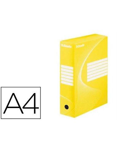 BOÎTE ARCHIVES ESSELTE VIVIDA CARTON ONDULÉ RECYCLABLE A4 2 50X80X352MM PAROIS DOUBLES DOS 80MM LIVRÉ PLAT COLORIS JAUNE