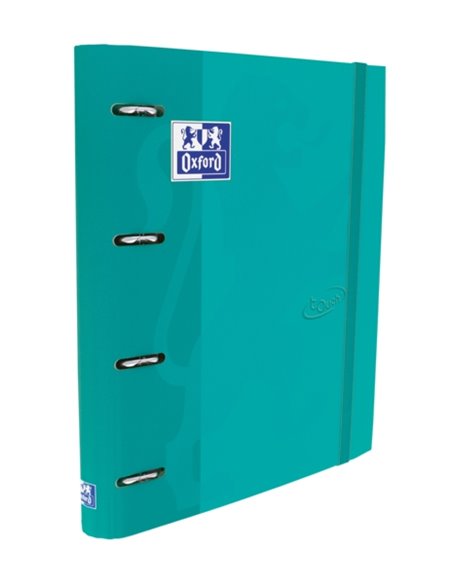 Classeur européen Oxford Touch A4+ - Couverture extra-rigide - Dos 45 mm - Anneaux 4D x 35 mm - Recharges 5x5 incluses - Aqua